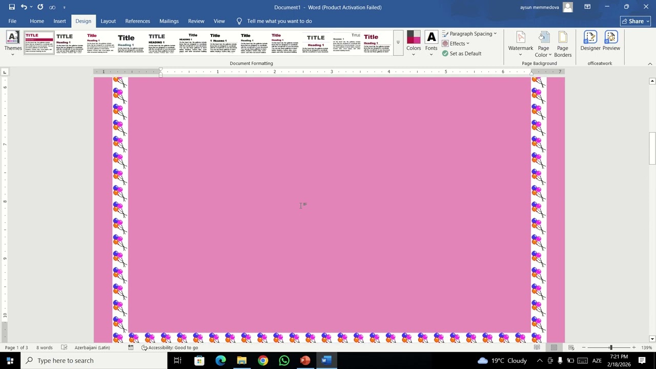 MS Word desing tabı