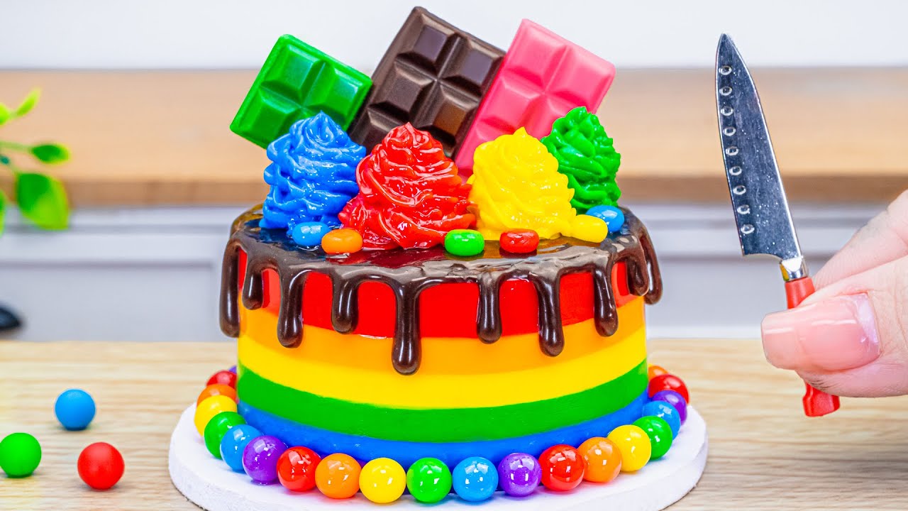 Amazing Miniature Chocolate Rainbow Cake Decorating 🌈 Tiny Rainbow Cake By DIY Cakes