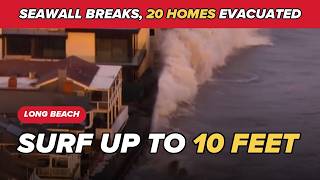 A seawall gave way and the boardwalk broke apart. About 20 homes were evacuated.