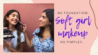 Soft girl makeup tutorial | No foundation under mask 😷(tanned skin) screenshot 1