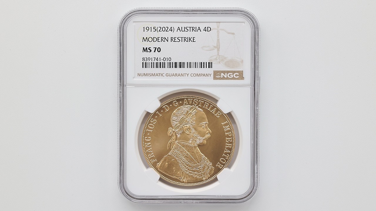 モ*ケ様 1915年 オーストリア ダカット金貨 【リストライク】 NGC MS 1915(2024) オーストリア フランツ・ヨーゼフ1世 モダン・リストライク