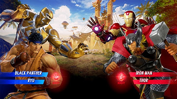 Iron Man & Thor VS Black Panther & Ryu (Very Hard) - Marvel vs Capcom | 4K UHD Gameplay