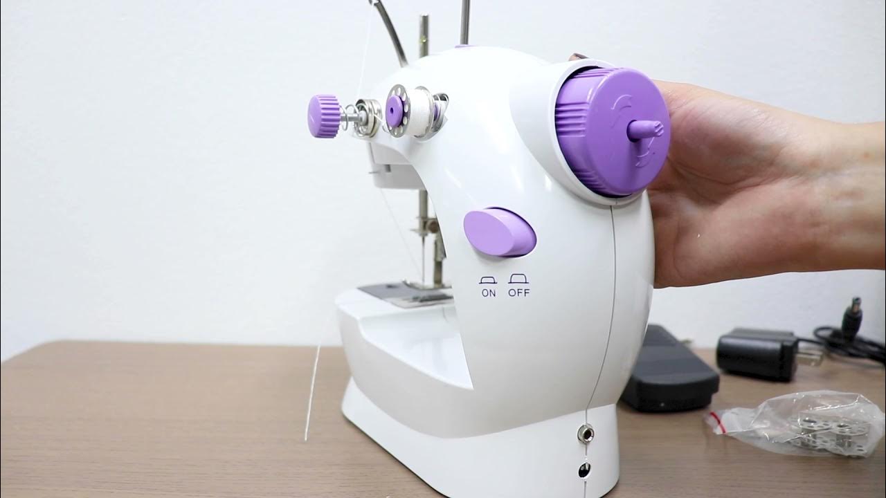  Mini máquina de coser con materiales de bricolaje para niños  principiantes, máquina de coser portátil mejorada Enjoylf con lámpara,  cortador y pedal de pie de 2 velocidades, 2 hilos : Arte