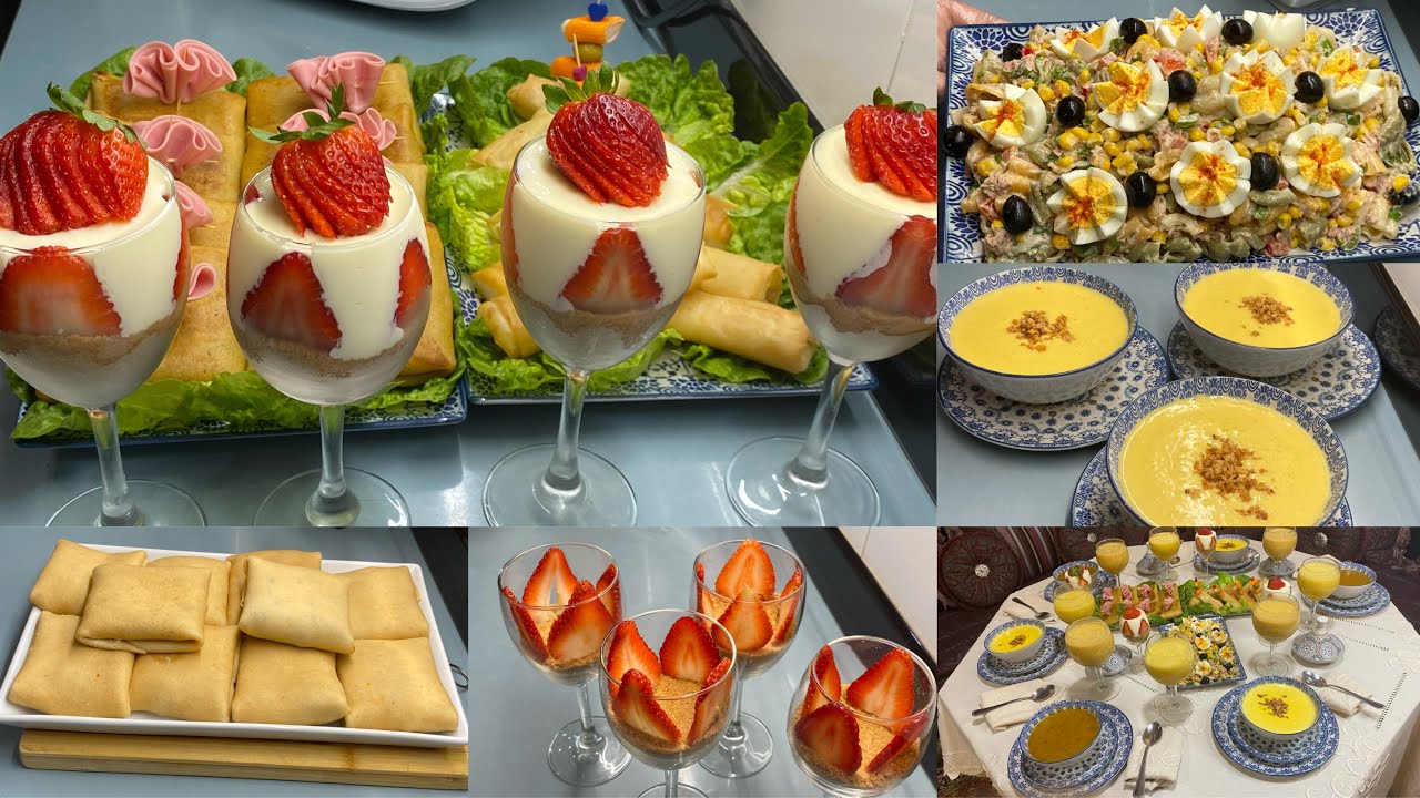 فطور تاسع رمضان 🌙😉لاللحيرة سهلتها عيك تشكيلة من الوصفات 😋ممللحات 😉تحلية 😋شوربة 😋عصائر😋سلطة 😋