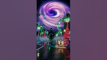 Neon Astronaut Palm Trees | 4K Cyberpunk VJ Loop #Shorts