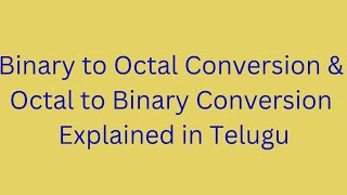 Binary to octal and octal to Binary Conversions || Digital electronics || Ece &Ecii #diploma#video