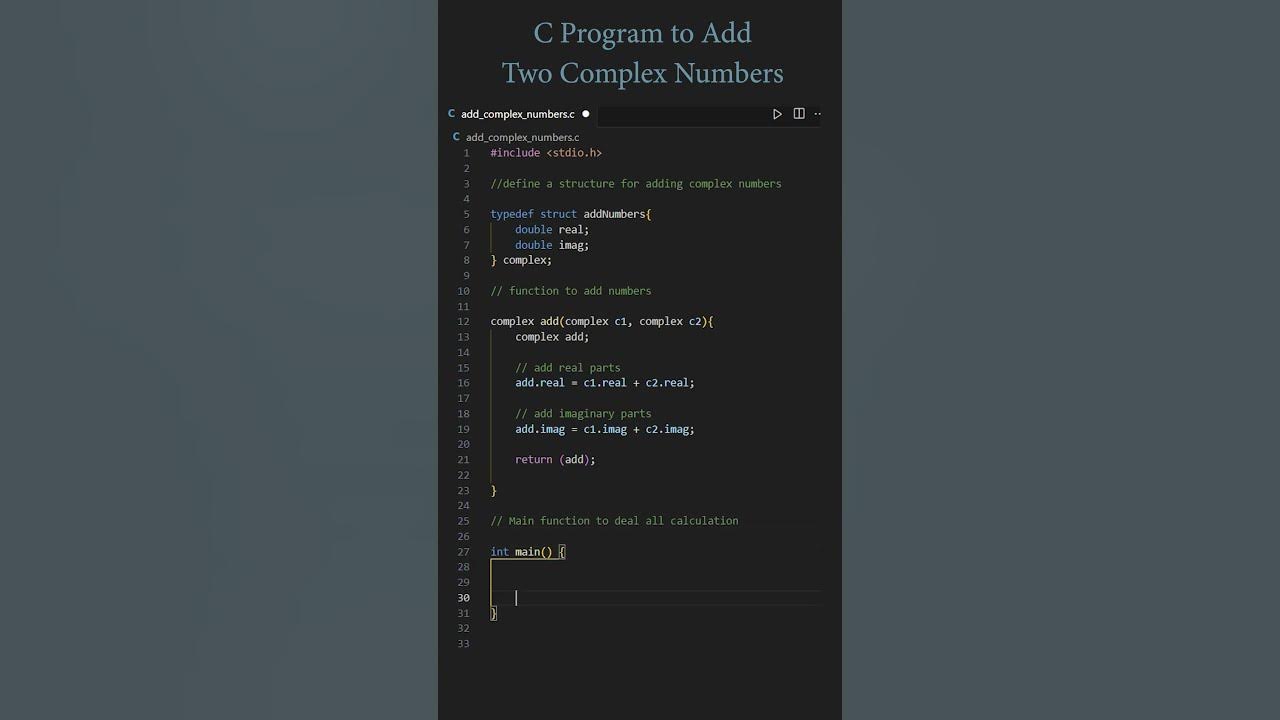 C Program to Add Two Complex Numbers #cprogramming - YouTube