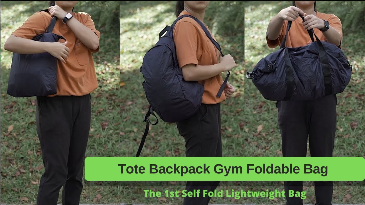 Self Fold Tote Backpack Sling Gym Bag YouTube