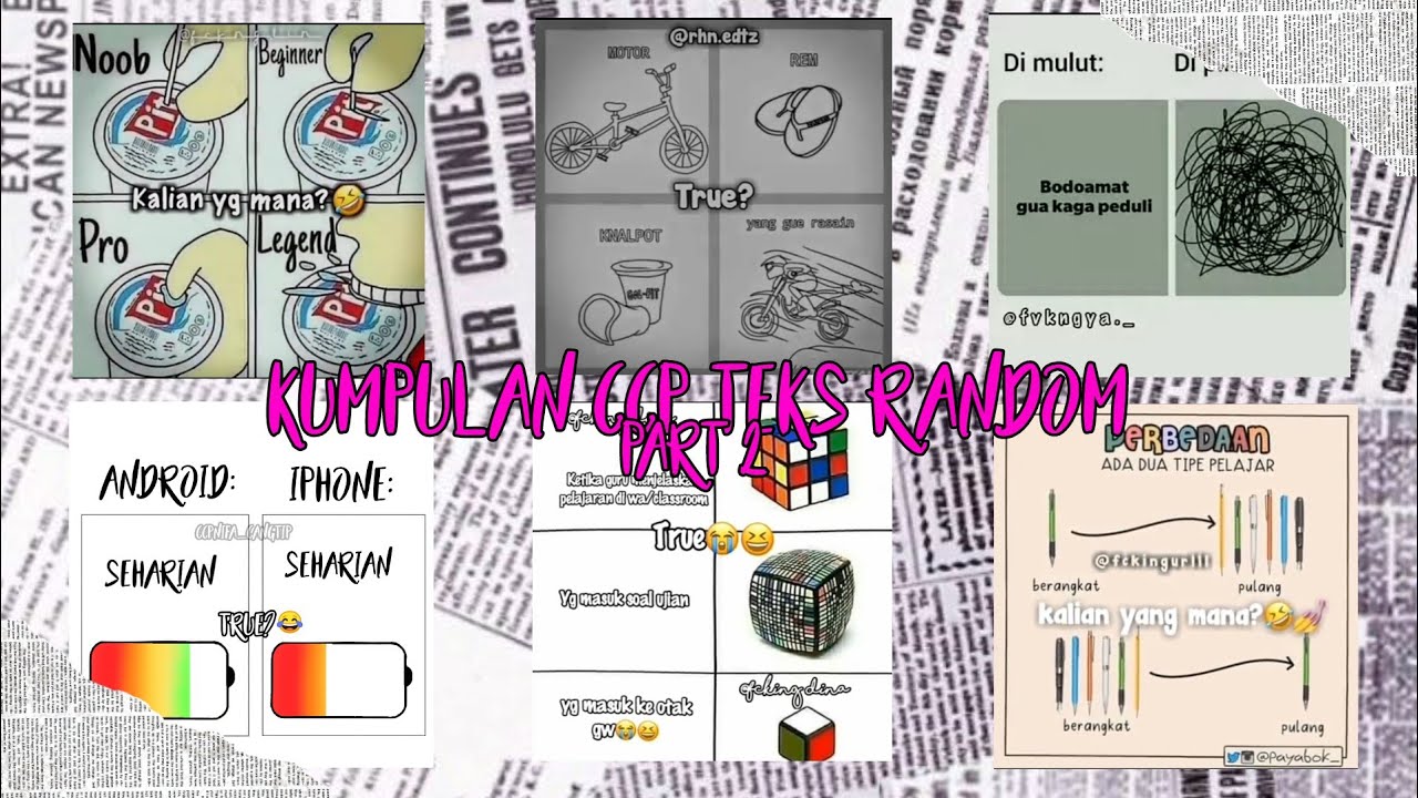 Teks Random KUMPULAN CCP TEKS RANDOM•||SAD||HAPPY||LUCU||RANDOM😔👊🏻part 2 - YouTube