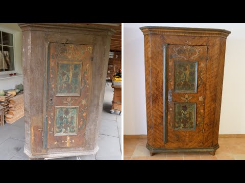 Restaurierung Rottaler Bauernschrank 1776  Restoration of Rottal farmers cupboard 1776