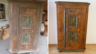 Restaurierung Rottaler Bauernschrank 1776, Restoration of Rottal farmer's cupboard 1776