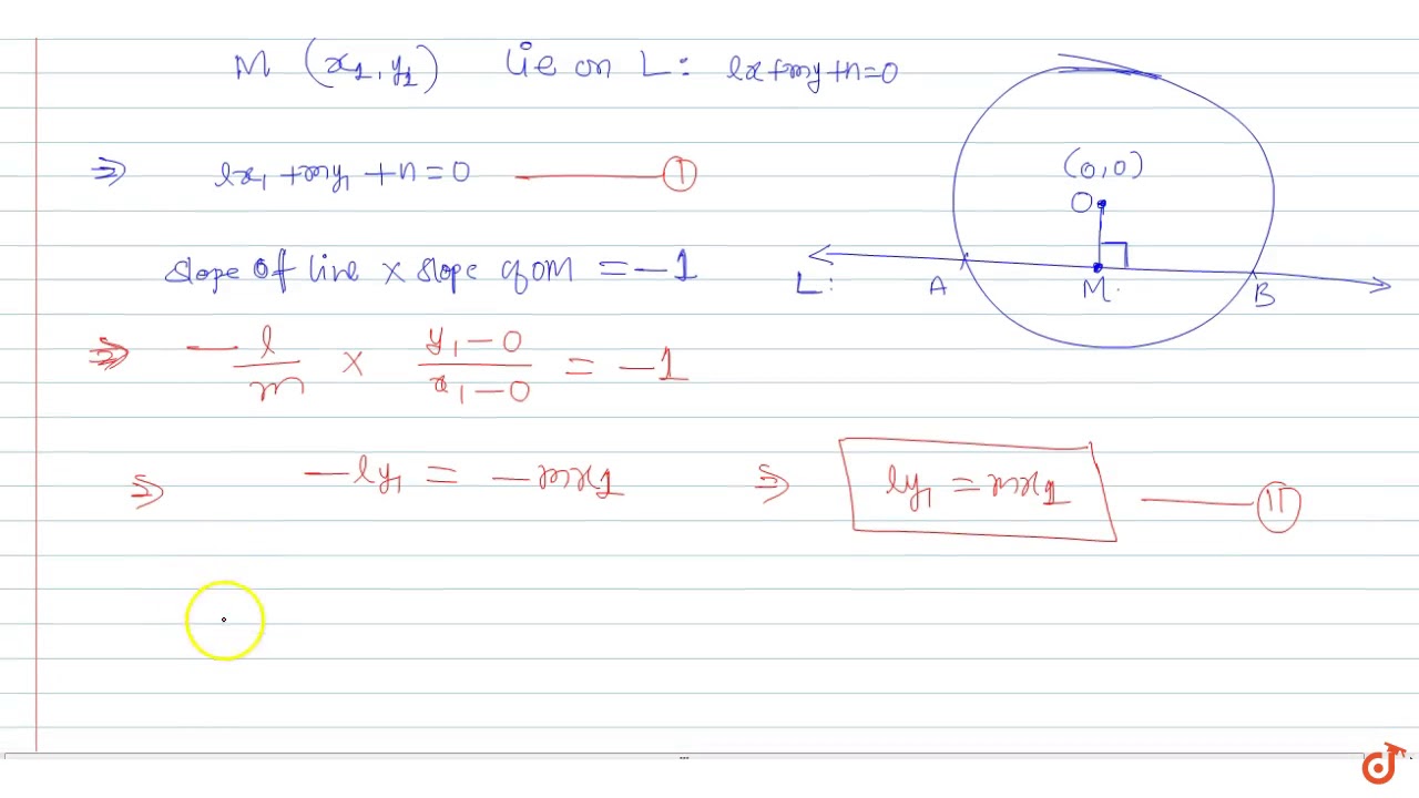 find-the-middle-point-of-the-chord-intercepted-on-line-lx-my-n-0