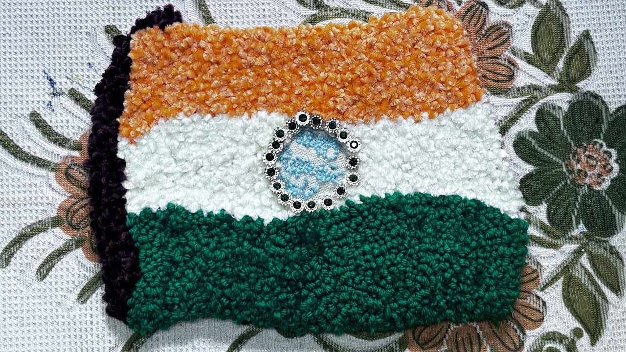 Republic Day Special Rug Making With Punch Needle ||How To Make India Flag making Embroidery pen ||