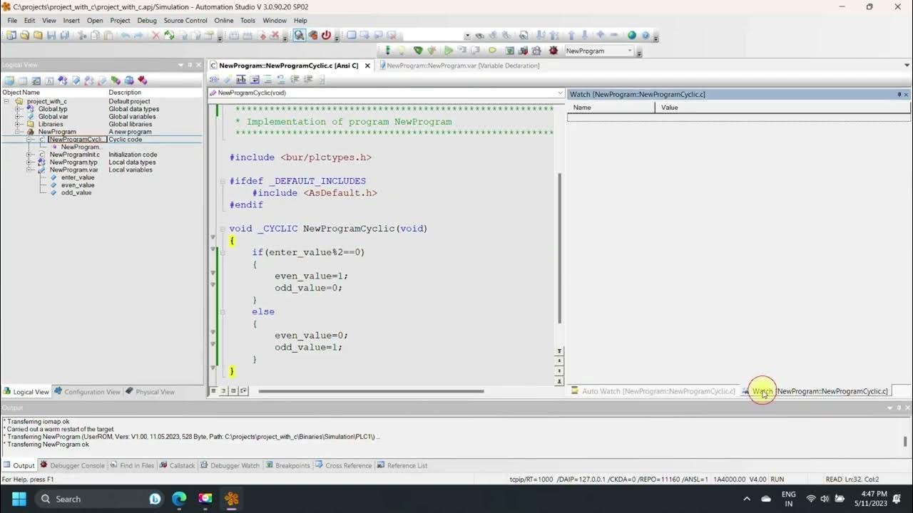 B&R Automation Studio C Programming | Simulation | B&R PLC C ...