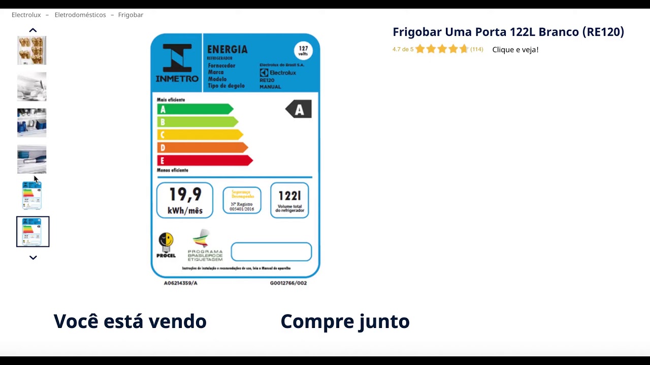 Frigobar Uma Porta 122L Branco RE120