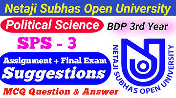 BDP/SPS-3 Assignment Practice Set 2021 | Subsidiary Political Science MCQ Question Final Suggestion