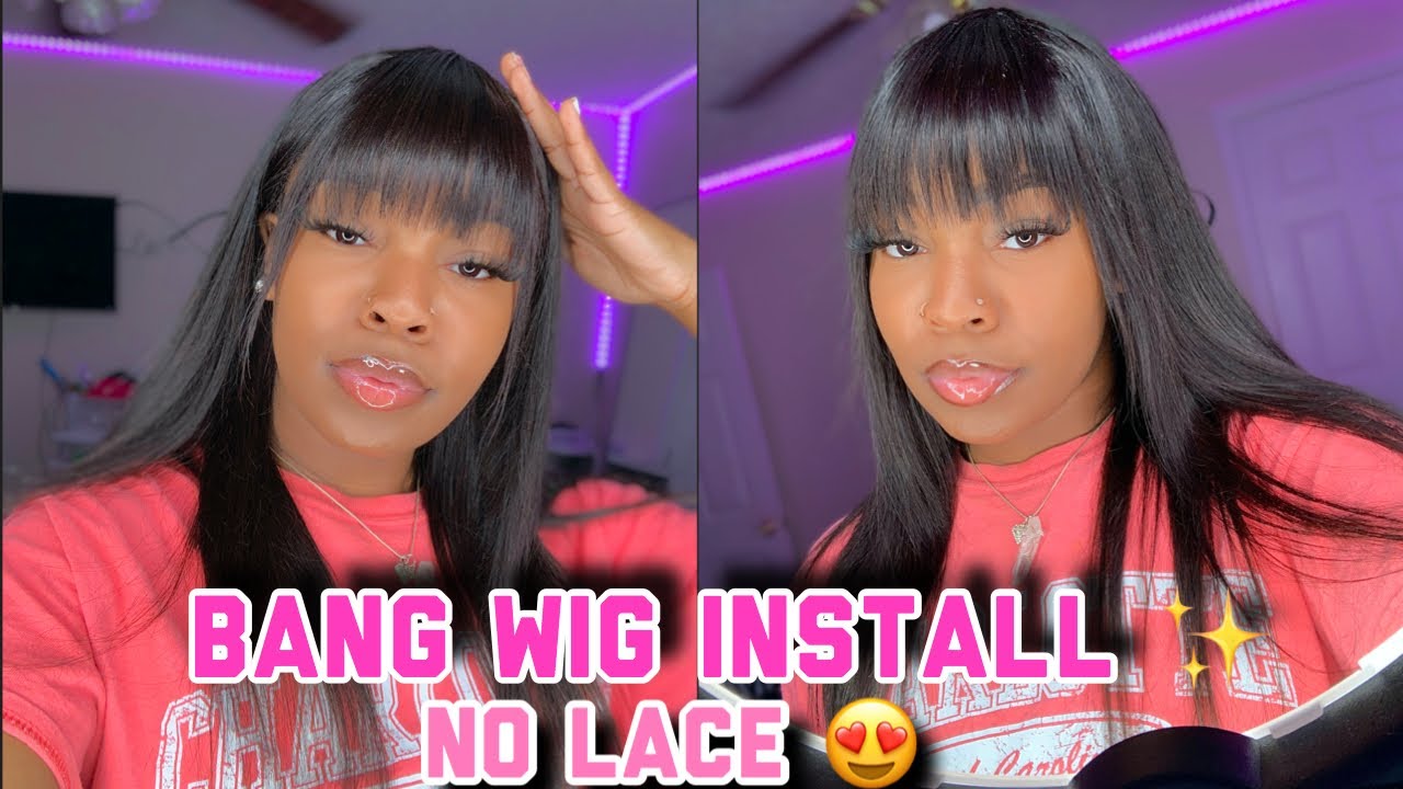 BANG WIG INSTALL NO LACE 😍 Beginner Friendly 💕 ft. Jaja Hair on  