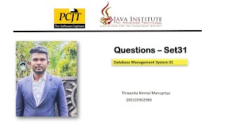 Question Set 31| Database Management System | Java Institute