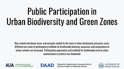Module 4: Public Participation in Urban Biodiversity and Green Zones