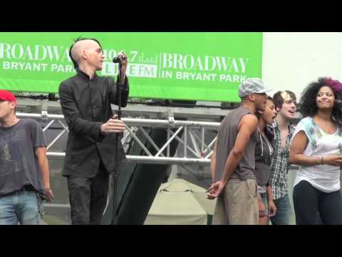 Tony Vincent, Rebecca Naomi Jones, Leslie McDonel and the cast of American Idiot at Bryant Park 2010