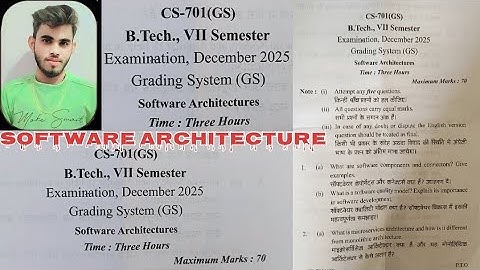 🗞️Pepar🗞️Software Architecture B.Tech 7th Semester (Computer Science) University RGPV Year 2025