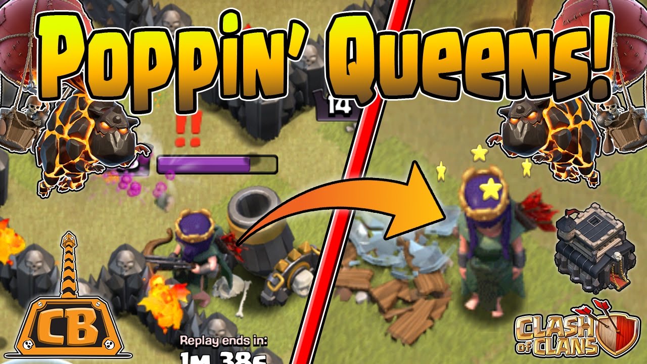 LOW HERO Queen POP vs TH10!! + Live Queen Pop! - TH9 3 Star Strategy! - Clash of Clans