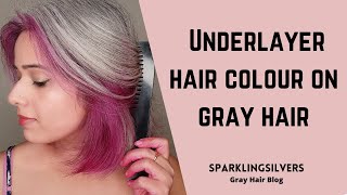 Peekaboo Hair Color on Short Grey Hair in 5 Easy Steps || SparklingSilvers