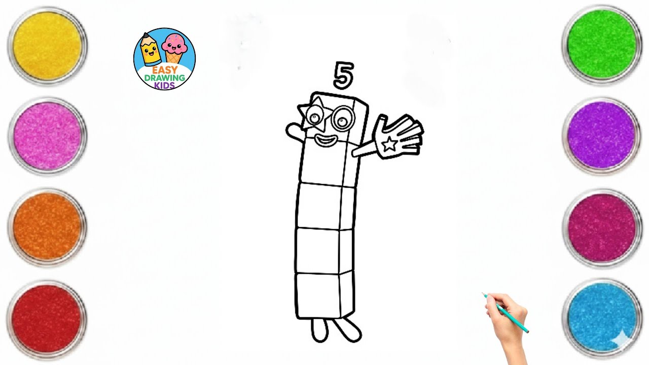 Numberblock )Five Drawing & Coloring |Numberblocks Drawing Tutorial ...