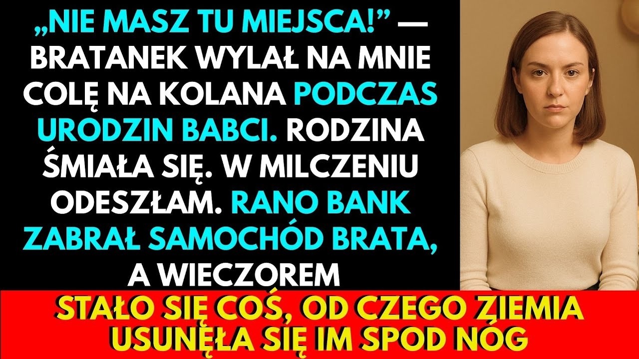 Na urodzinach babci mój własny bratanek podszedł do mnie ze szklanką coli i wylał ją prosto na moje kolana, wrzeszcząc: „Babcia mówi, że nie masz tu czego szukać!”. Cały stół wybuchnął śmiechem, a...