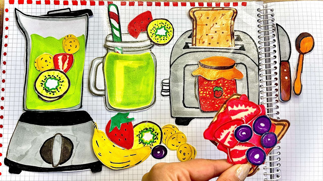 [ 🍓paper diy🍓 ] make paper Breakfast 🥝😍 |종이 놀이 | asmr | paperdiy play ...
