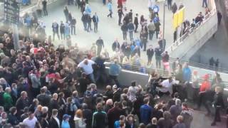 Arsenal and Man City fans fighting outside Wembley 23/04/2017