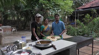 parotta with egg curry || double paratha recipe || outdoor cooking || village food recipes