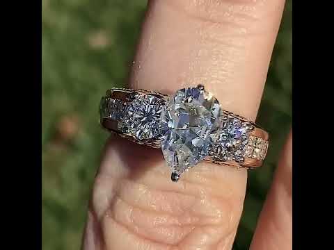 Round Brilliant Moissanite Engagement Ring Setting, 2.56ct ring video