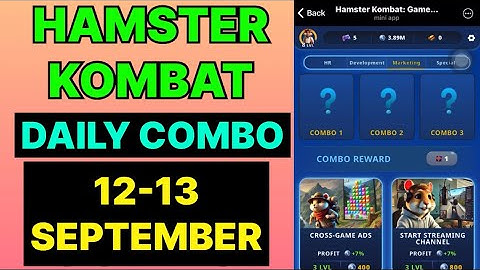 HAMSTER KOMBAT GAMEDEV DAILY COMBO | HAMSTER KOMBAT DAILY COMBO | 12 SEPTEMBER HAMSTER DAILY COMBO