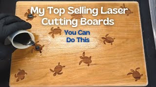 Revealing My Bestselling Laser Engraved Cutting Boards:  Epoxy Resin Turtle Inlay! #laserengraving