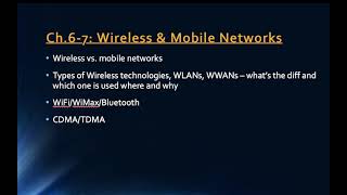 Ch. 6-7: Wireless & Mobile Networks Net Worth