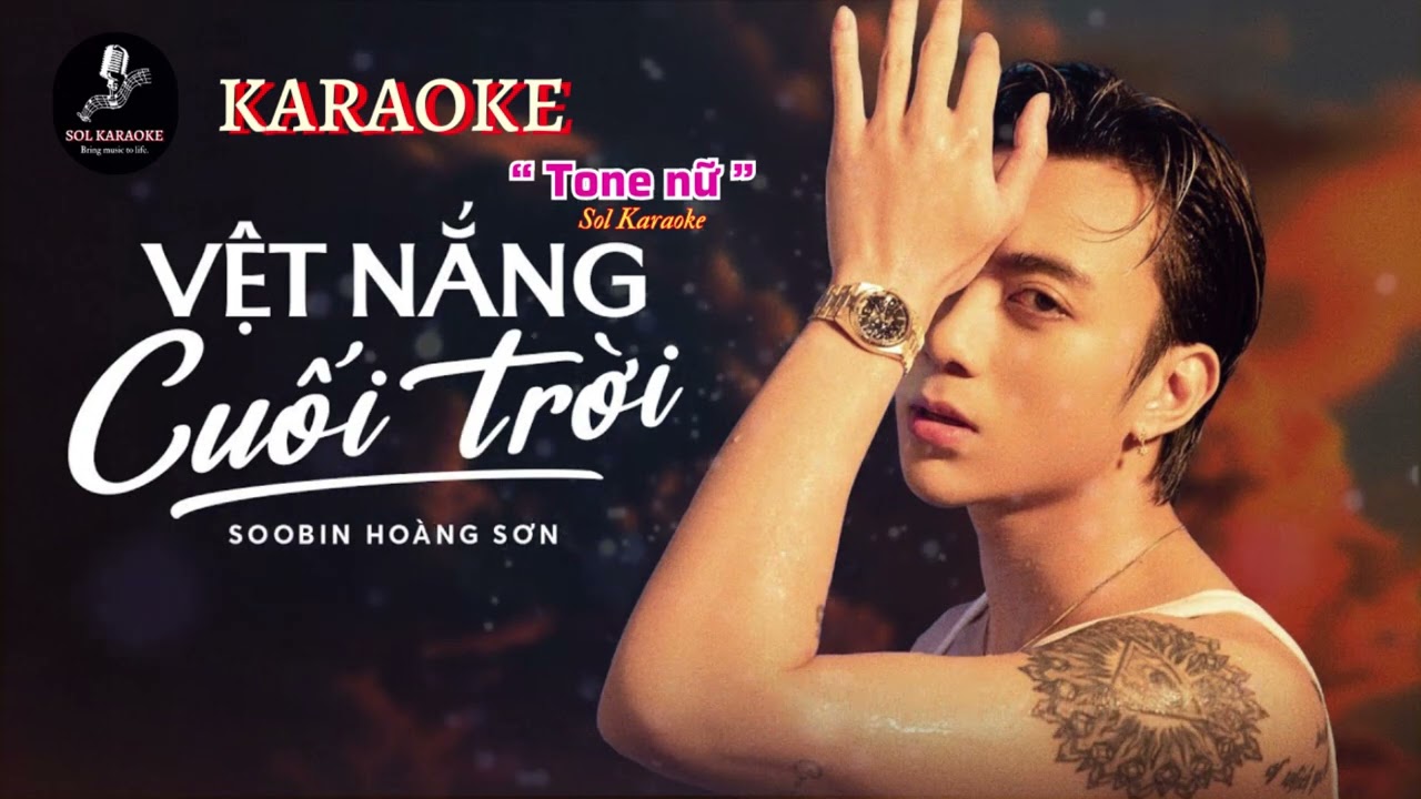 KARAOKE - Vệt Nắng Cuối Trời - Tone Nữ  || SooBin Hoàng Sơn