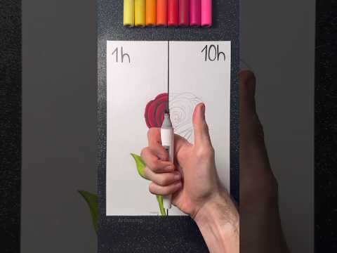 Drawing a Rose in 10hours! 🌹 || What’s your Fav?! 🤩 #flowers #art #artistomg