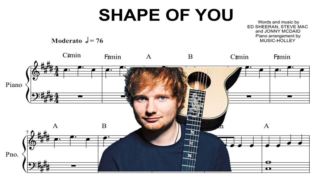 Ed Sheeran - Shape of you (EASY piano sheet music) - YouTube