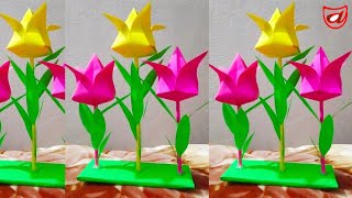 Tulip Flower Showpiece | Super Easy Paper Flower Craft | DIY