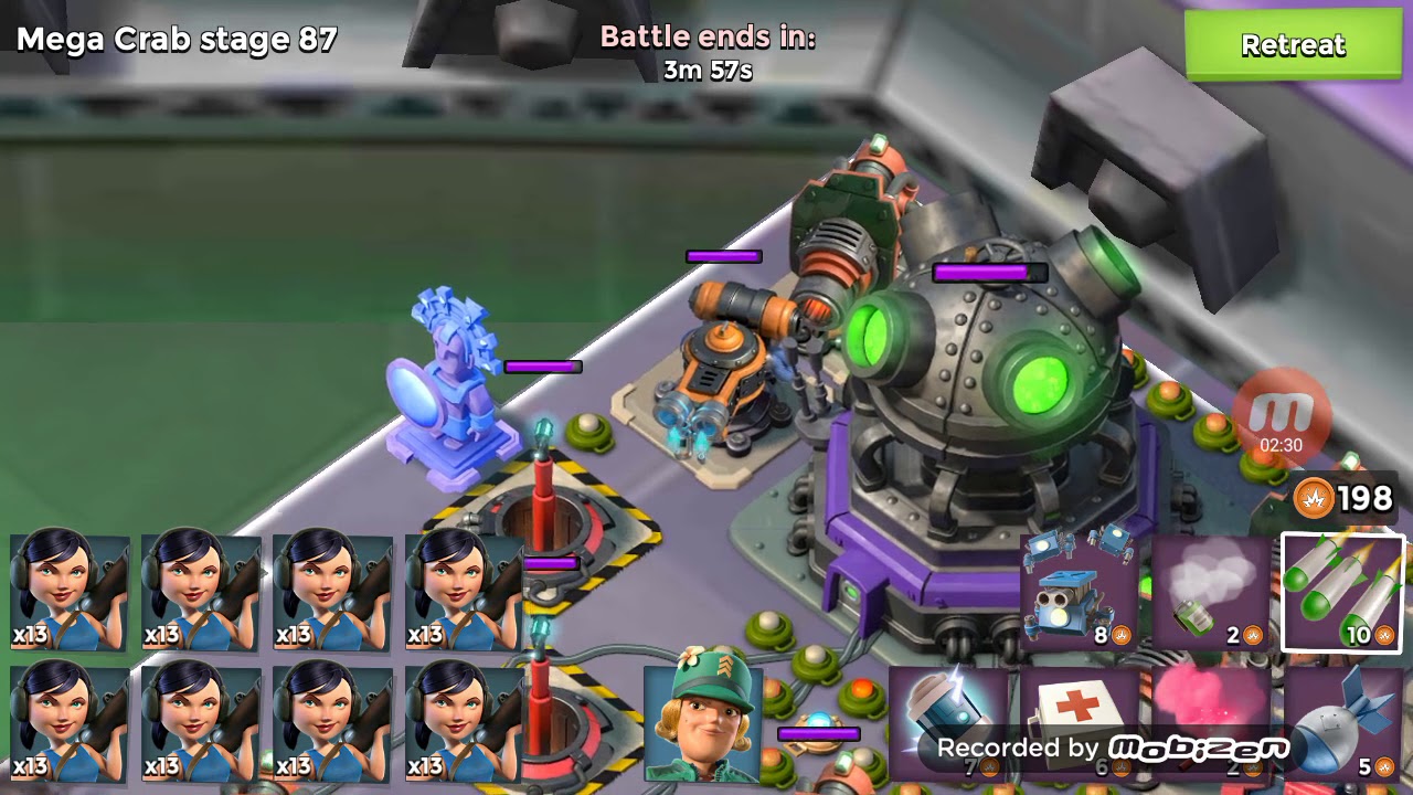 Boom beach mega crab stage 87 2 hits