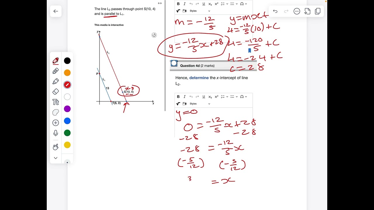 MYP e-assessment math question linear functions y=mx+c standard past papers