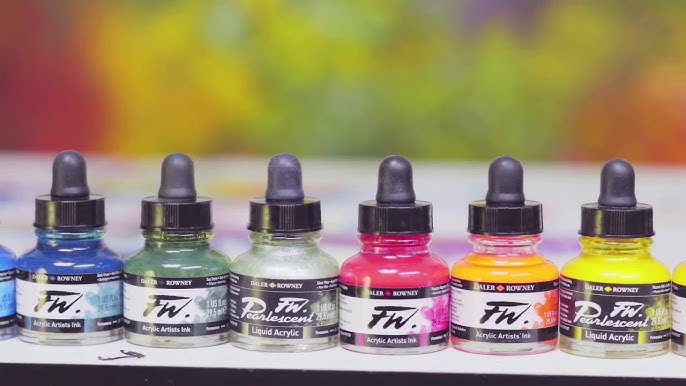 Daler-Rowney FW Acrylic Ink Bottle 3-Color Starter Set with Empty Marker -  Acrylic Set of Drawing Inks for Artists and Students - Art Ink Calligraphy