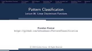 Lec30: Linear Discriminant Function || Part 3