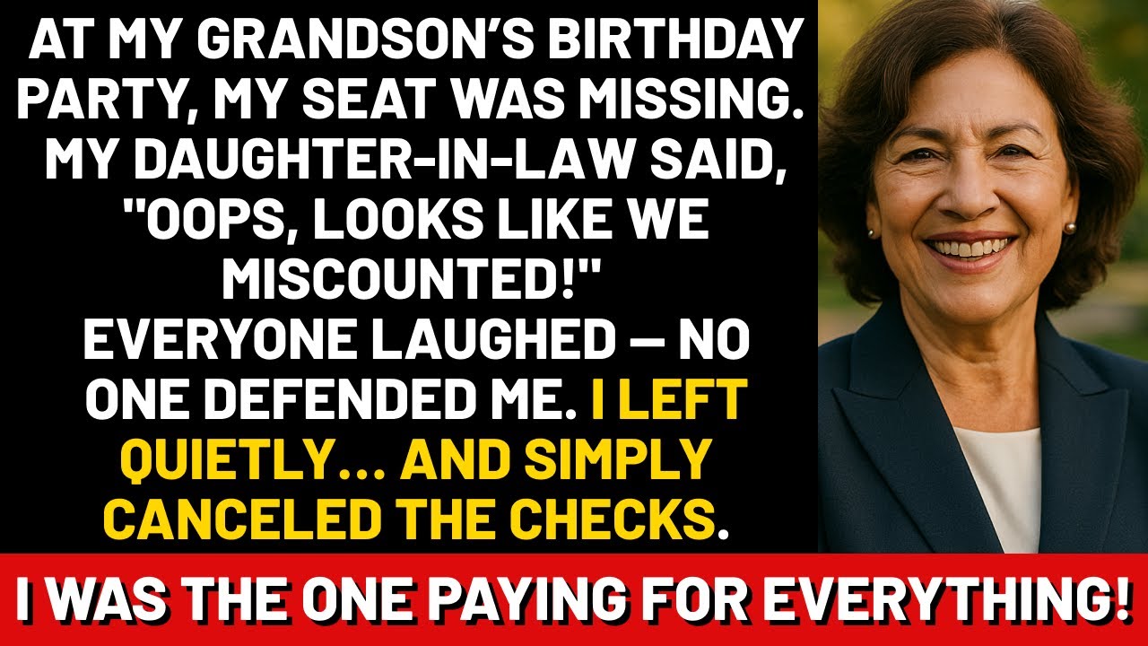 At my grandson’s birthday party, my seat was missing.My daughter-in-law said, 