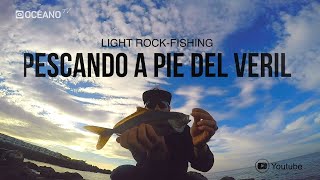 pescando a pie del veril, Rock-fishing.