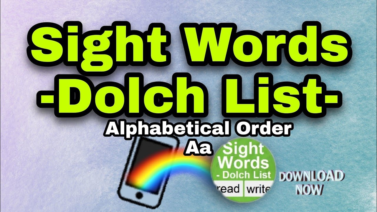 Sight Words Alphabetical Order Aa YouTube
