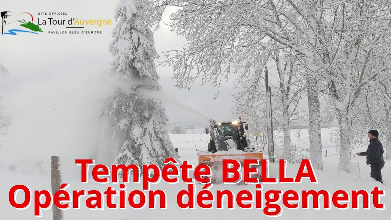 Tempête BELLA Opération Déneigement à La Tour d'Auvergne (63) 