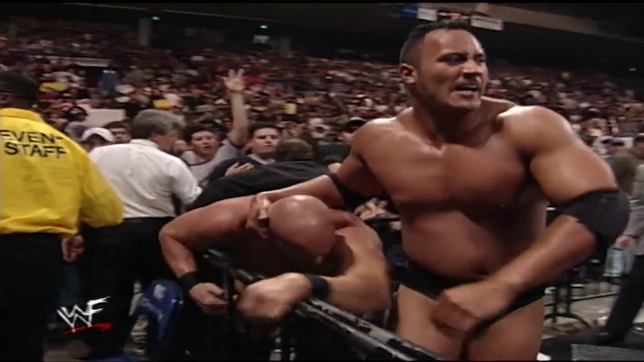 The Rock & D'Lo Brown vs Stone Cold & Vince McMahon - RAW IS WAR
