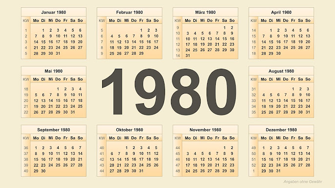 1980 - 1989 Kalender - YouTube